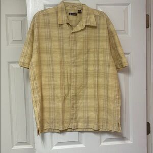 Entro Beige Plaid Linen Blend Shirt